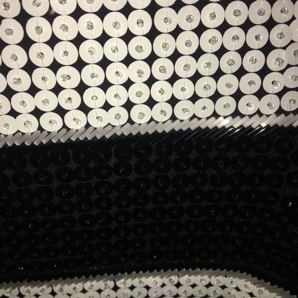 Striped Black and White Sequin Mini Dress - Picture 6 of 7